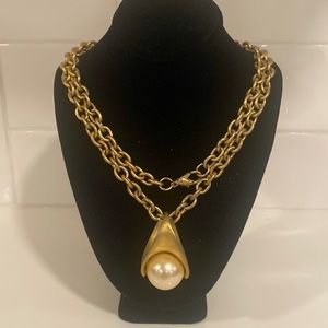 Vintage pearl drop collar bib necklace| 70’s vintage drop large drop necklace